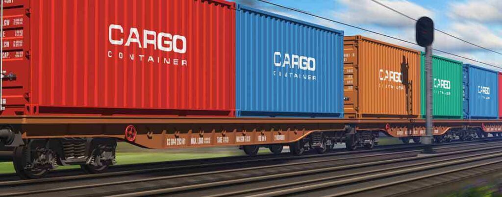 Intermodal rail 20 foot containers