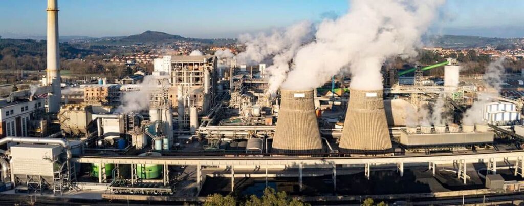 Aerial view of a soda ash manufacturing plant